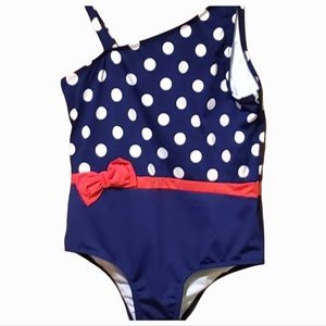 2X HOST PICK 😊 Swimsuit Girl's Red Bow, White Polka-dots & Blue